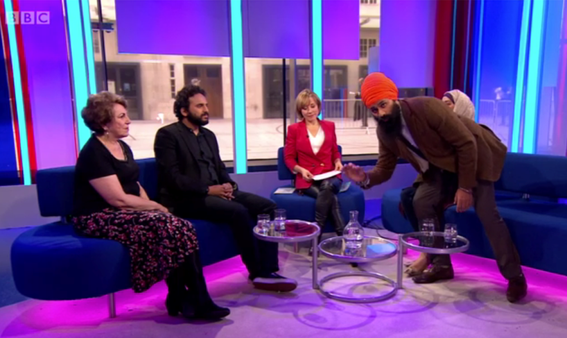 Jagmeet Singh jumped in front of the camera during BBC One's Sunday Morning Live programme to protest what he said was the lack of coverage of the Sikh protests and deaths