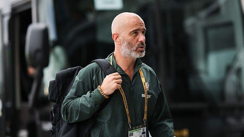 Enzo Maresca arriving for final