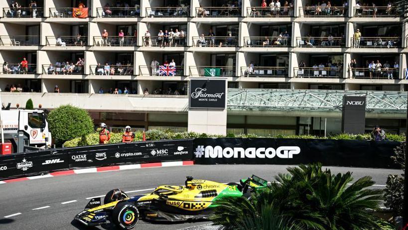 McLaren racing round Monaco