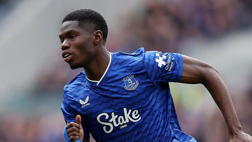 Everton forward Thierno Barry during the Premier League win against Crystal Palace