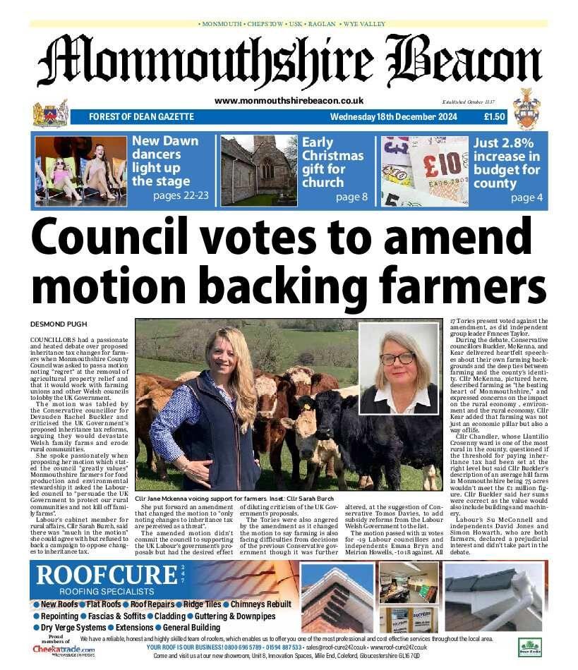 The front page of the Monmouthshire Beacon