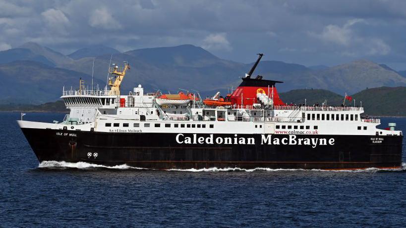 The MV Isle of Mull ferry pictured in the water near Oban