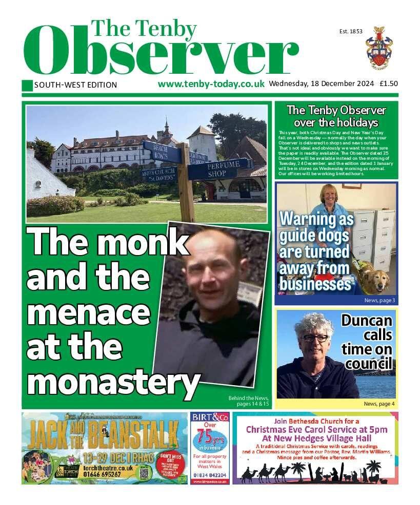 The front page of the Tenby Observer