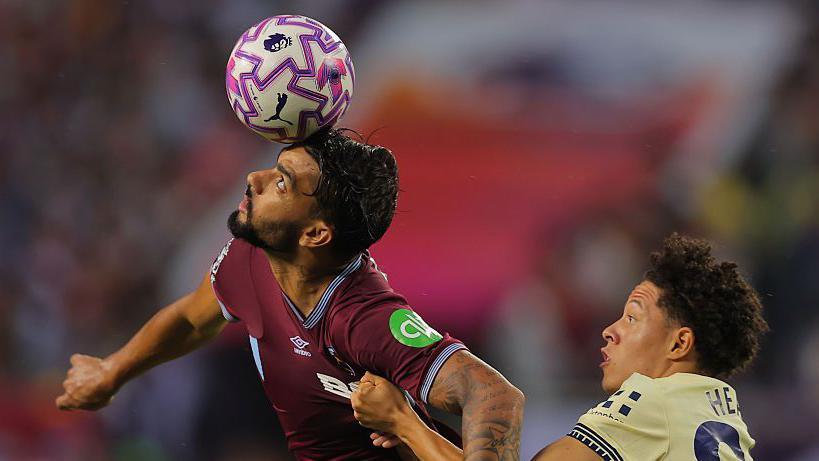 West Ham maestro Lucas Paqueta controls the ball with his head