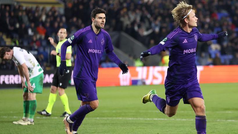 Tobias Gulliksen celebrates after scoring Djurgarden's late first half winner