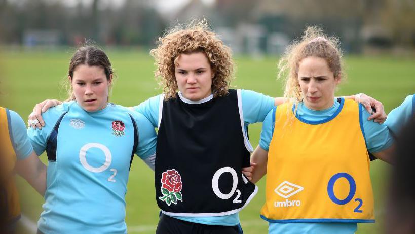 Jess Breach, Ellie Kildunne and Abby Dow
