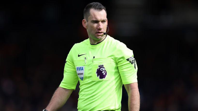 Referee Jarred Gillett in action during the Premier League match between Luton Town and Brentford last month