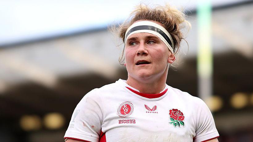 England's Meg Jones playing rugby