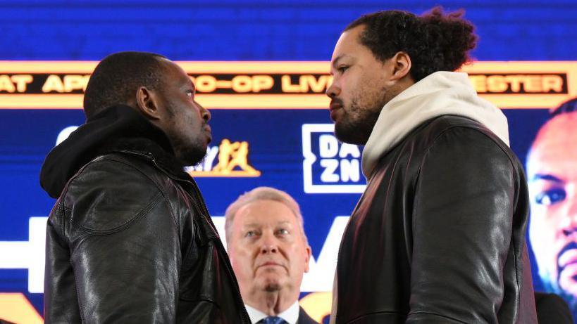 Dillian Whyte faces off with Joe Joyce at a news conference