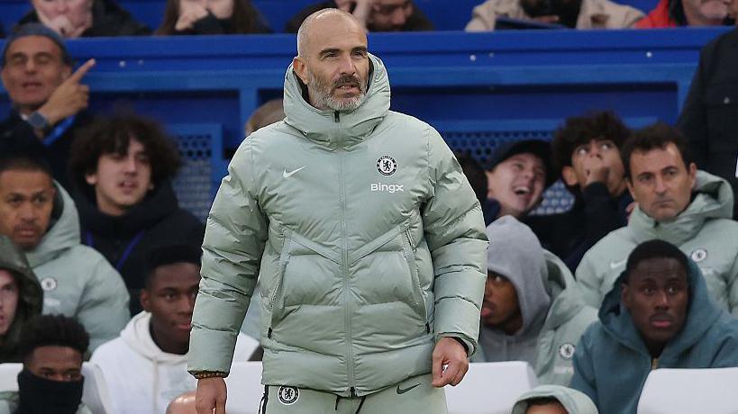 Enzo Maresca on the touchline for Chelsea against Liverpool