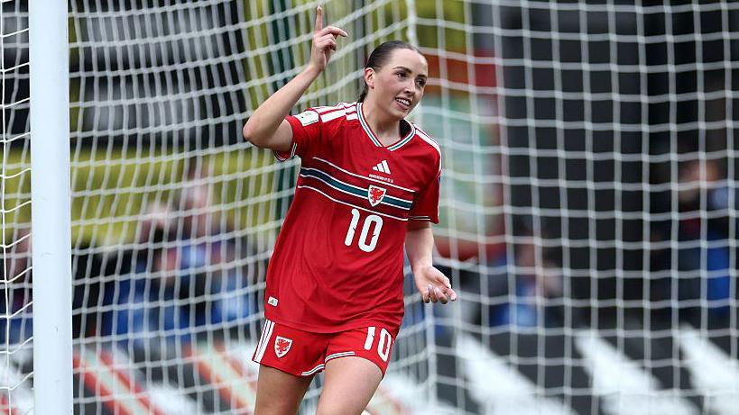 Mared Griffiths celebrates 