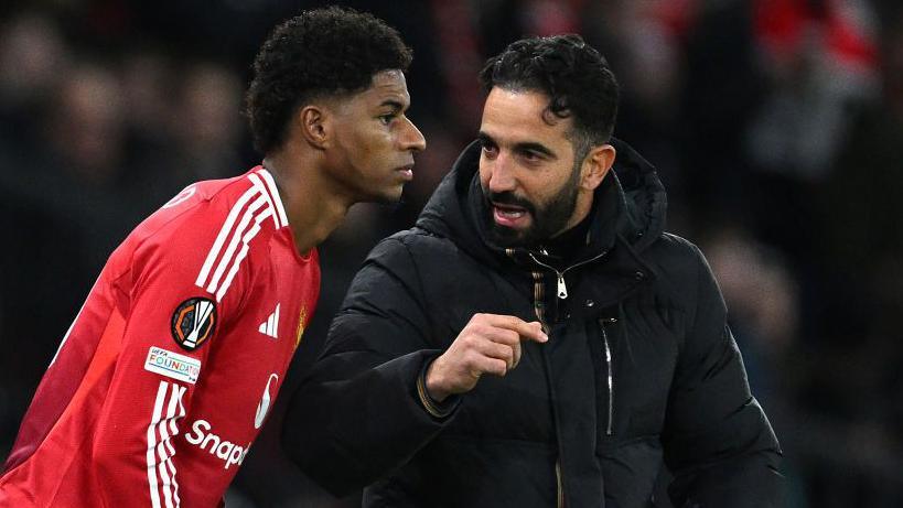 Marcus Rashford with Ruben Amorim