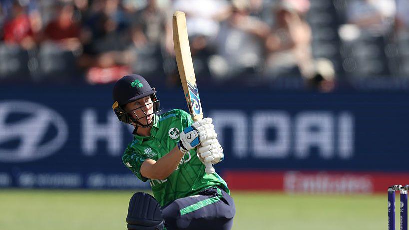 Ireland's Orla Prendergast plays a sweep shot 
