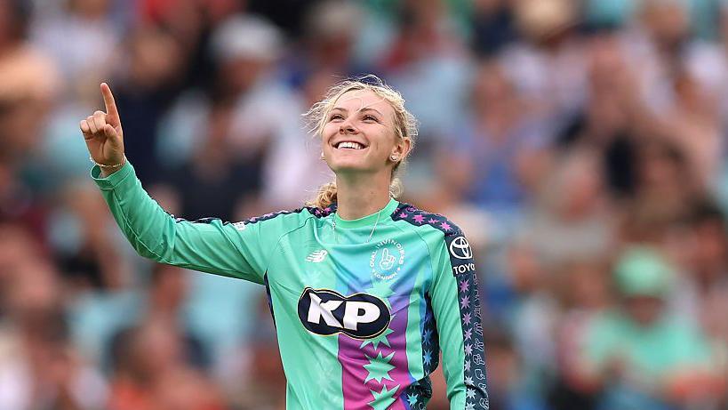 Welsh Fire's Sophia Smale in action for Oval Invincibles during last years edition for the Hundred.