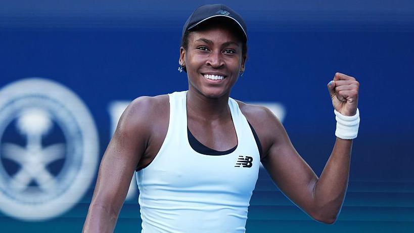 Coco Gauff celebrates