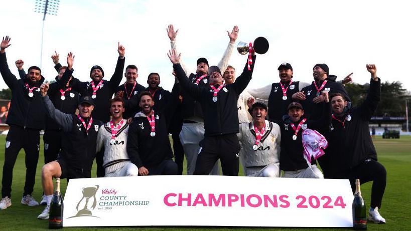 Surrey celebrate winning the 2024 County Championship