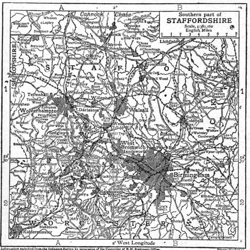 A map of South Staffordshire in 1911. 