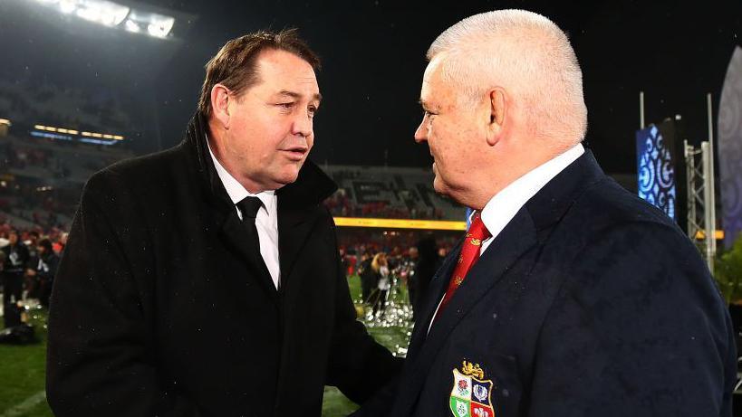 Steve Hansen and Warren Gatland shake hands
