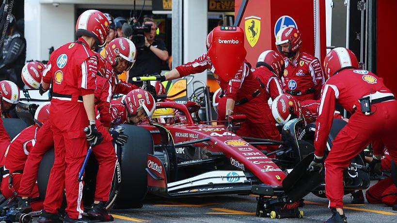 Lewis Hamilton in the pits at the Monaco Grand Prix