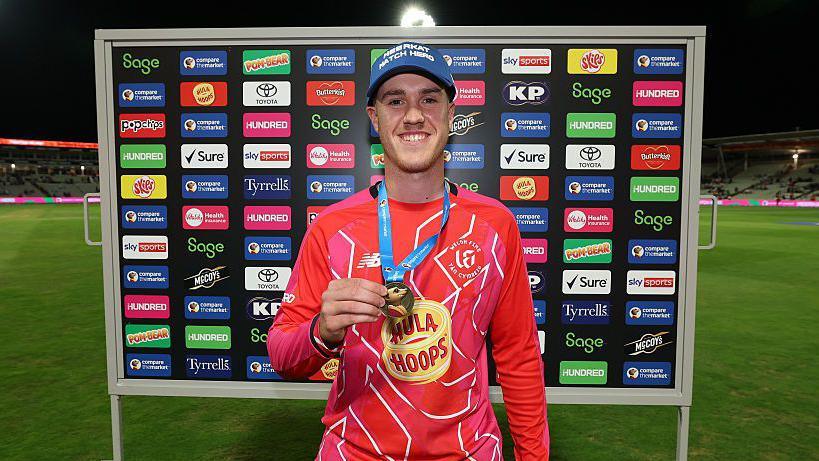 Ben Kellaway winning Player of the Match in a Hundred game