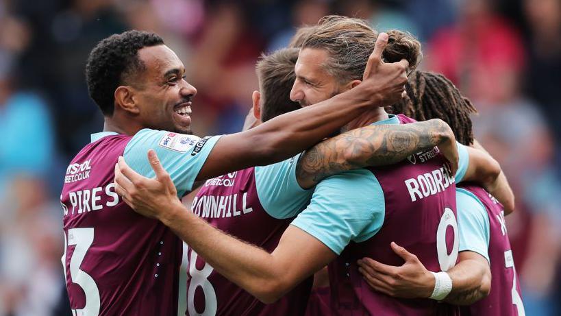 Burnley celebrate their first goal