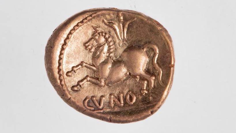 Ancient gold coin with a horse on