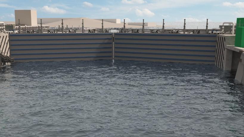 A mock-up image of the previously proposed Lowestoft tidal barrier