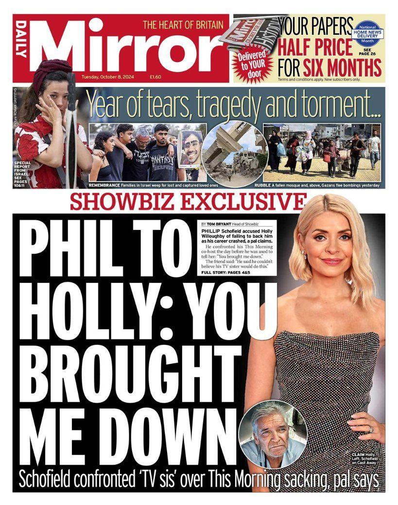 Front page of the Daily Mirror 