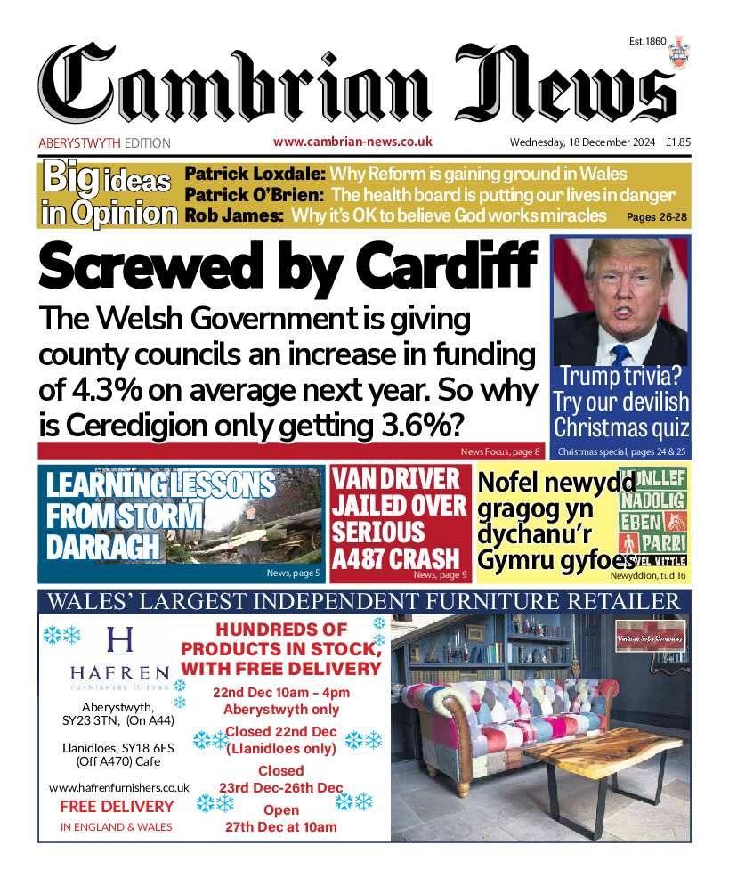 The front page of the Cambrian News