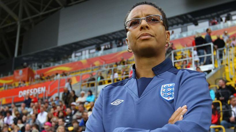 Hope Powell as England manager in 2011