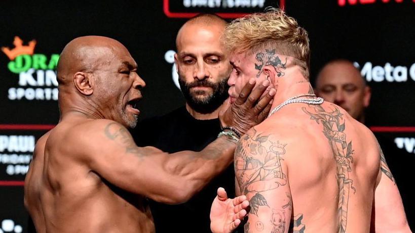 Mike Tyson slaps Jake Paul cross the face