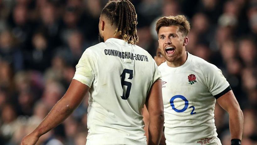 Chandler-Cunningham South and Henry Slade in action for England