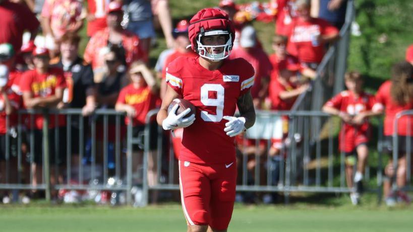 Louis Rees-Zammit in training camp for the Kansas City Chiefs