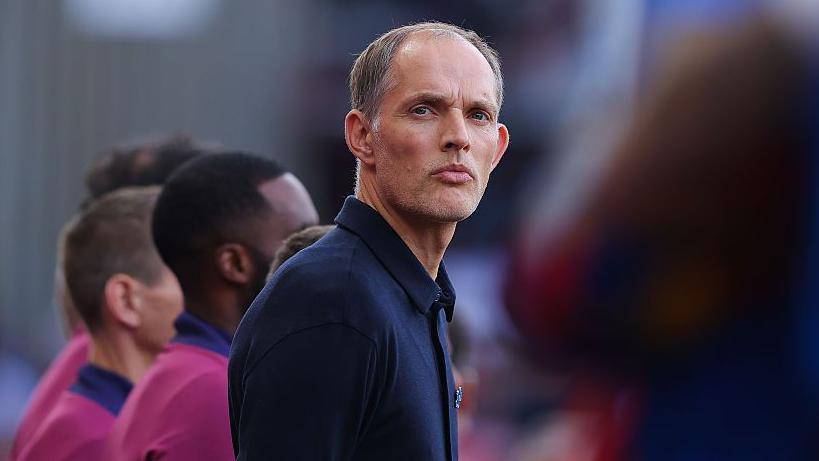 Thomas Tuchel looks on during England's game against Andorra 