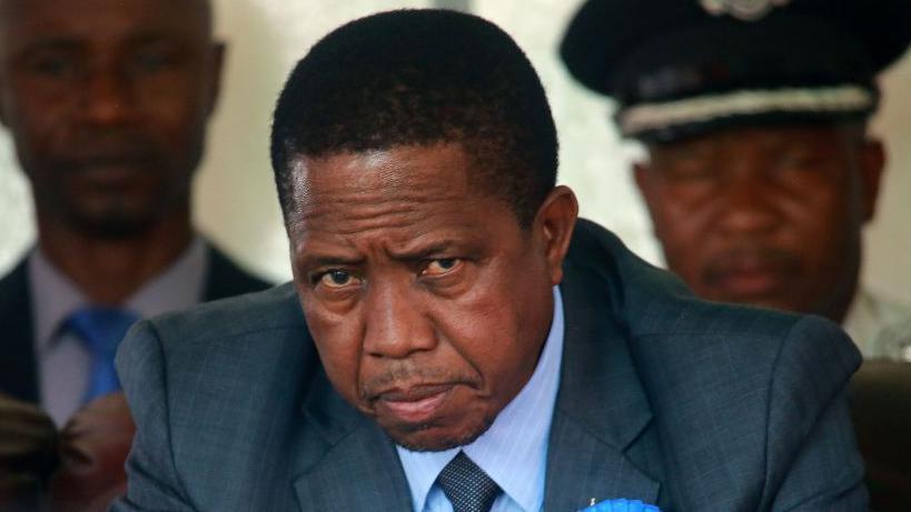 Zambian President Edgar Lungu attends the inauguration day of the Agriculture and Commercial fair on August 5, 2017 in Lusaka