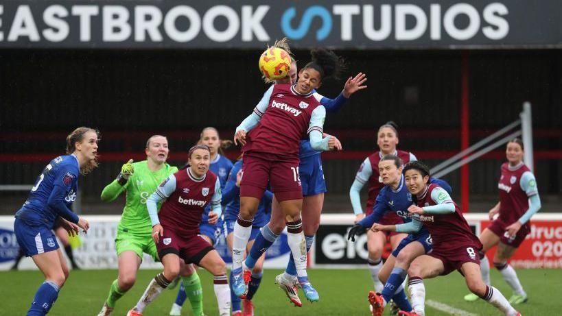 Shekiera Martinez rises highest to nod West Ham into an early lead v Everton