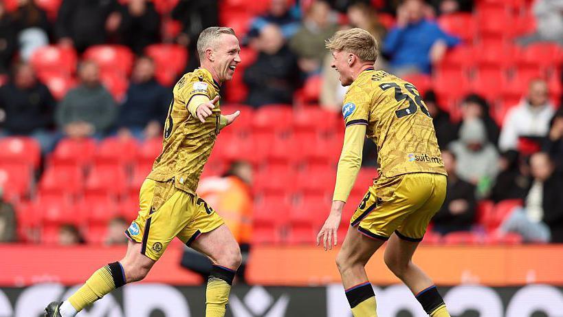 Blackburn Rovers' Adam Forshaw ()left celebrates his goal against Stoke City