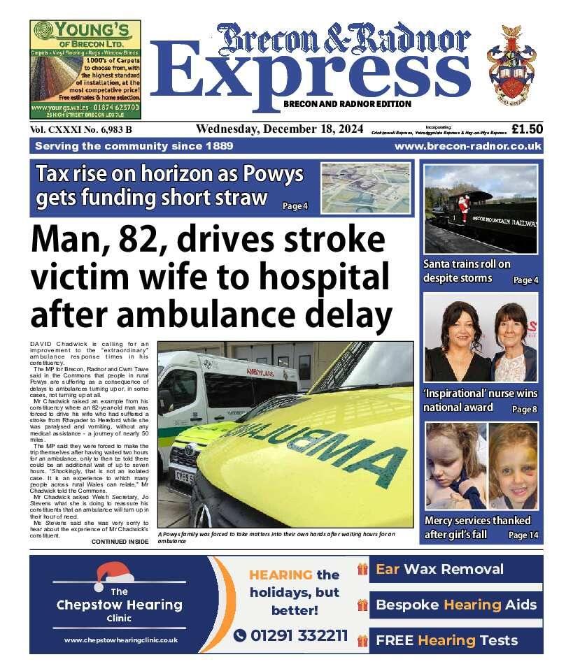 The front page of the Brecon Radnor Express