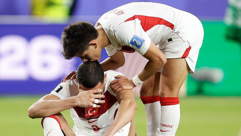 Merih Demiral of Turkey in tears after losing against Paraguay
