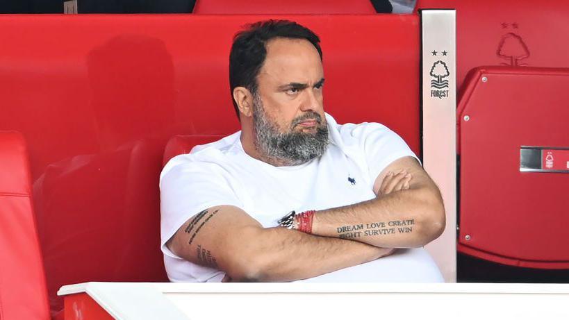 Evangelos Marinakis at Nottingham Forest's Premier League match against Bournemouth in August