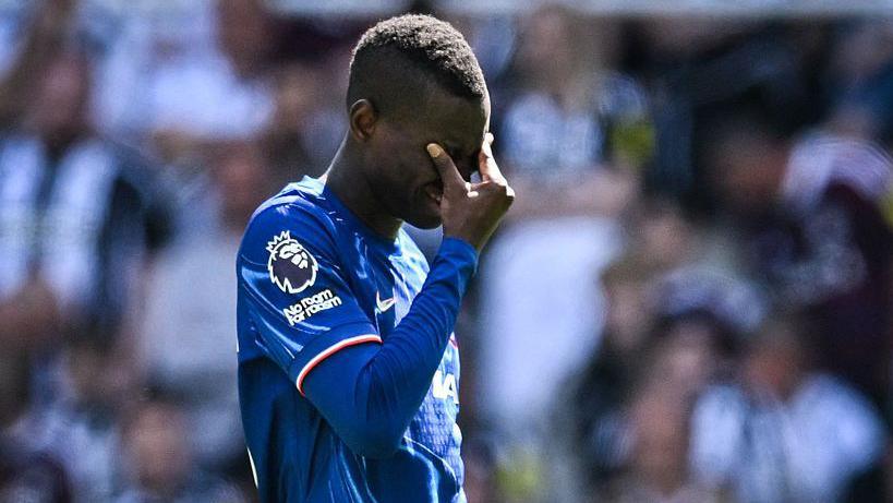 Nicolas Jackson's domestic season is over for Chelsea after his red card against Newcastle.