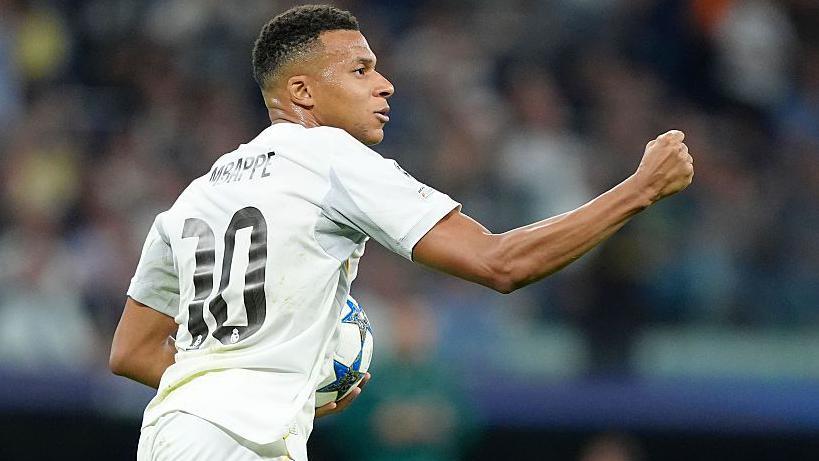 Real Madrid's Kylian Mbappe celebrates