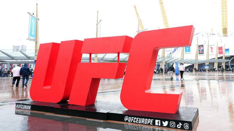 The UFC logo outside the O2 Arena in London