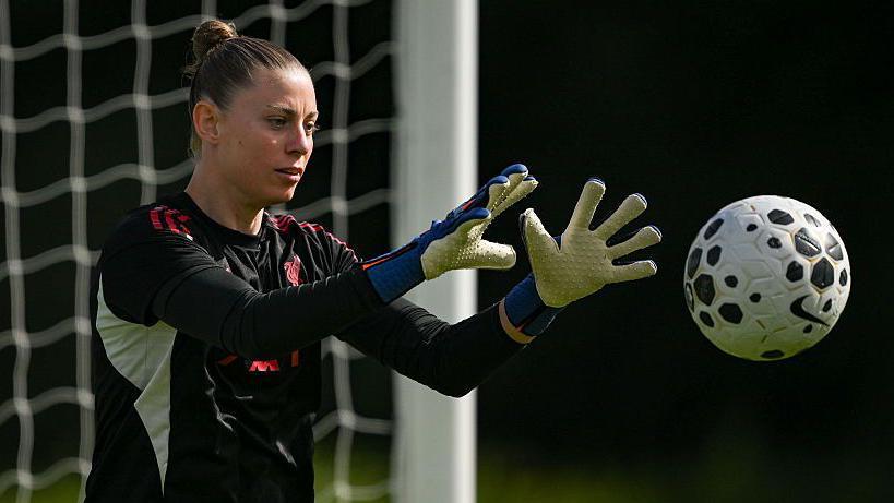 Liverpool goalkeeper Rafaela Borggrafe in training