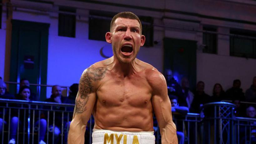 Liam Williams shouts in the ring