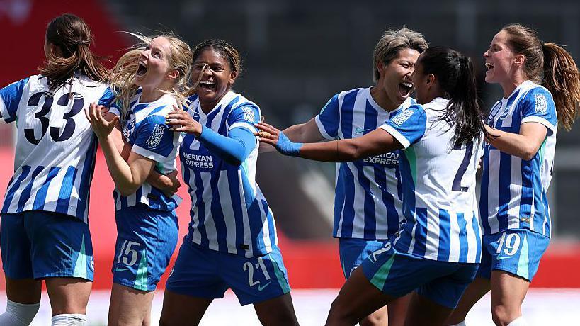 Brighton celebrate FA Cup semi-final win over Liverpool