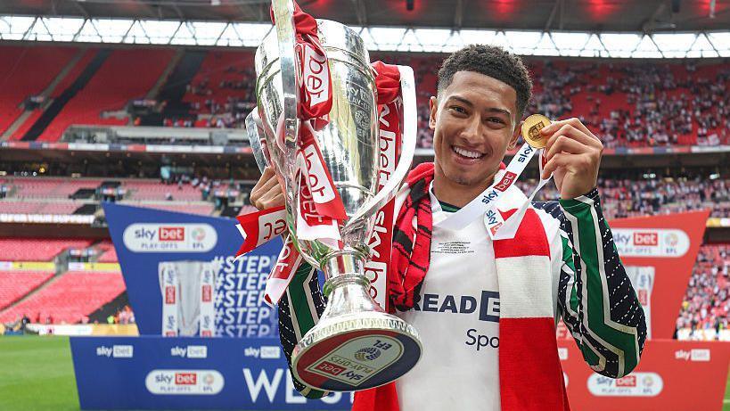 Jobe Bellingham celebrates after the Championship play-off final