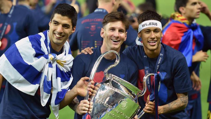 Luis Suarez, Lionel Messi and Neymar won the Champions League with Barcelona in 2014-15