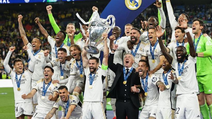 Real Madrid celebrating winning last season's Champions League