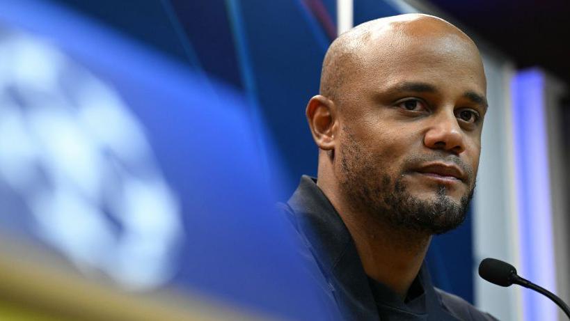 Vincent Kompany at a Champions League media conference